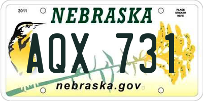 NE license plate AQX731