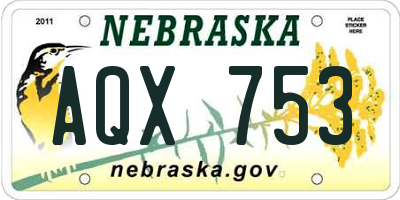 NE license plate AQX753