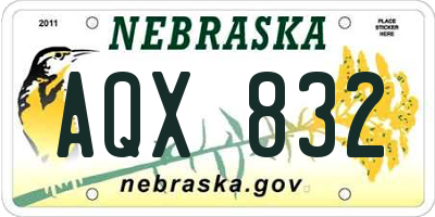 NE license plate AQX832