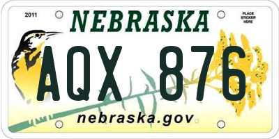 NE license plate AQX876