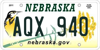 NE license plate AQX940
