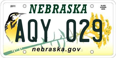 NE license plate AQY029