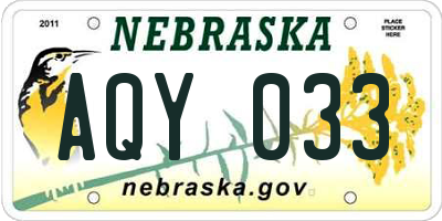 NE license plate AQY033