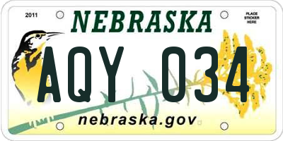 NE license plate AQY034