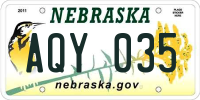 NE license plate AQY035