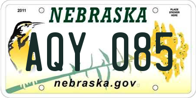 NE license plate AQY085