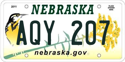 NE license plate AQY207