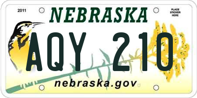 NE license plate AQY210