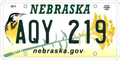 NE license plate AQY219