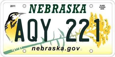 NE license plate AQY221