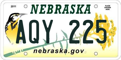 NE license plate AQY225