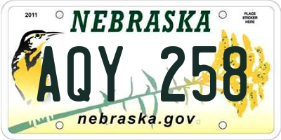NE license plate AQY258