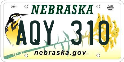 NE license plate AQY310