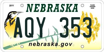 NE license plate AQY353