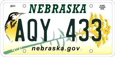 NE license plate AQY433