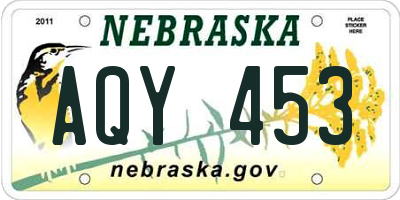 NE license plate AQY453