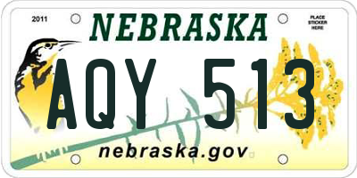 NE license plate AQY513