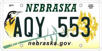 NE license plate AQY553