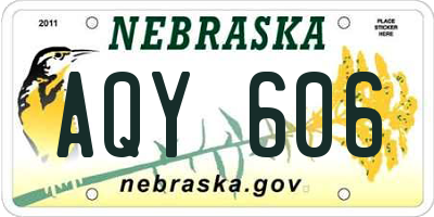 NE license plate AQY606