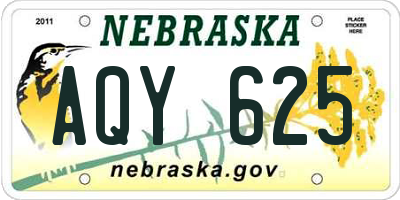 NE license plate AQY625