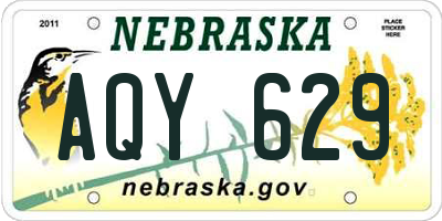 NE license plate AQY629