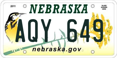 NE license plate AQY649