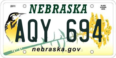 NE license plate AQY694