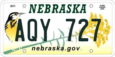 NE license plate AQY727