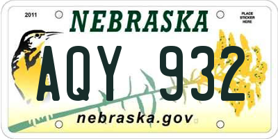 NE license plate AQY932