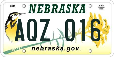 NE license plate AQZ016