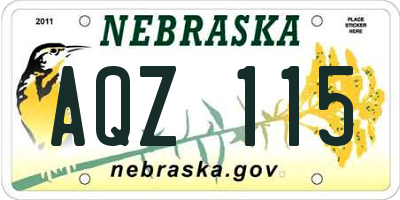 NE license plate AQZ115