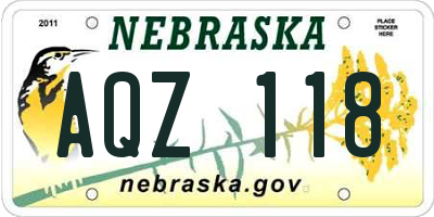 NE license plate AQZ118