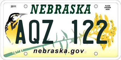 NE license plate AQZ122