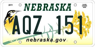 NE license plate AQZ151