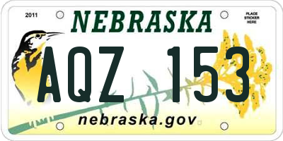 NE license plate AQZ153