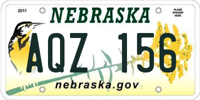 NE license plate AQZ156