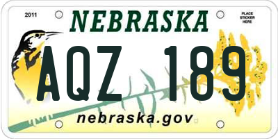 NE license plate AQZ189