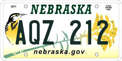 NE license plate AQZ212