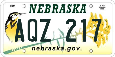 NE license plate AQZ217