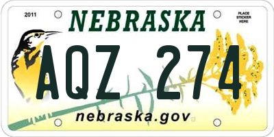 NE license plate AQZ274