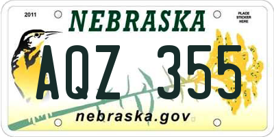 NE license plate AQZ355