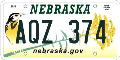 NE license plate AQZ374