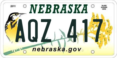 NE license plate AQZ417