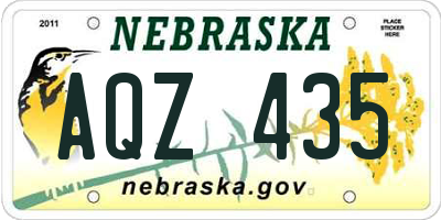 NE license plate AQZ435