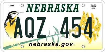NE license plate AQZ454
