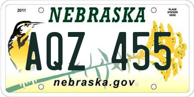 NE license plate AQZ455