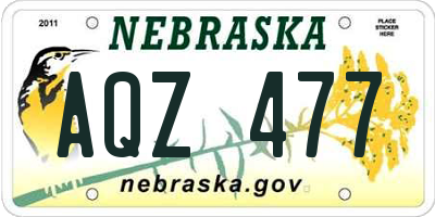 NE license plate AQZ477