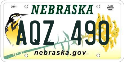 NE license plate AQZ490