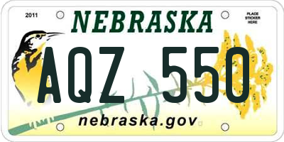 NE license plate AQZ550