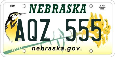 NE license plate AQZ555